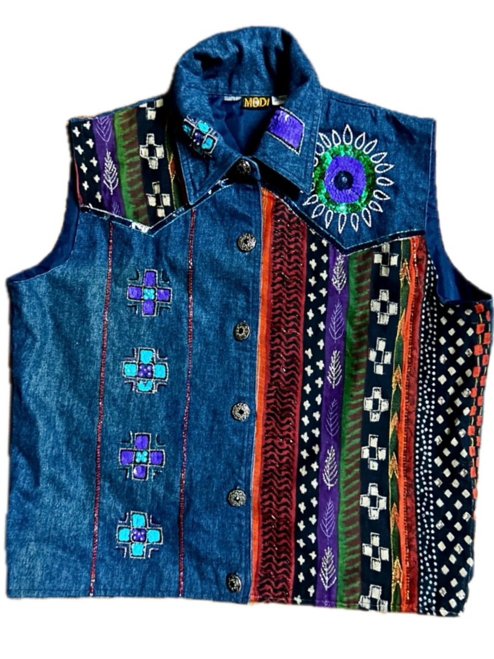Modi • Vintage • 1980’s • Medium • Multi-Colors • Geometric • Sequins • Vest